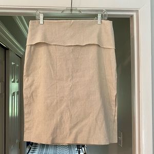 DKNY beige/tan linen/cotton midi skirt